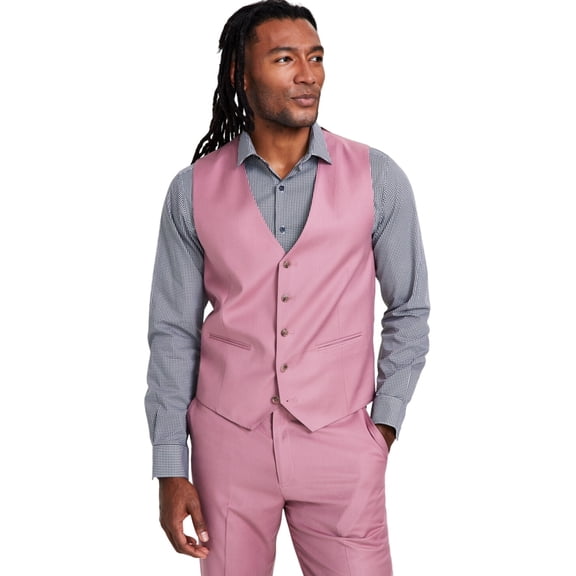 TAYION Collection Mens Classic fit Button-Up Suit Vest XL Red