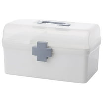 Ikeay Box, Box Double Layer with Handle Removable Tray Portable Large Capacity Emergency Kit Container Organizer, Food Storage