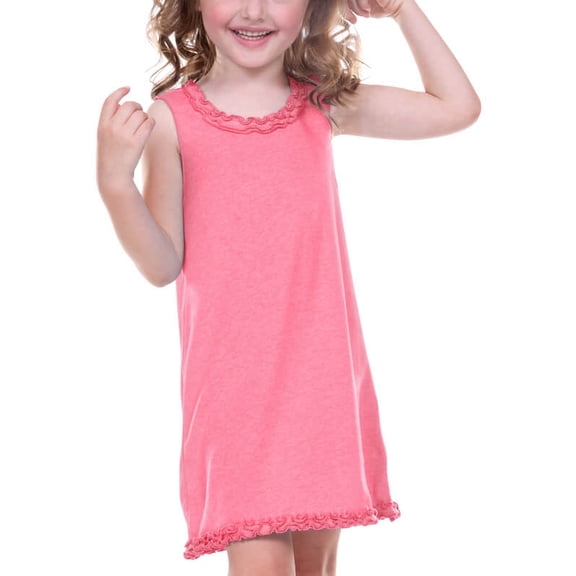 Kavio! Little Girls 3-6X Lettuce Edge Ruffles Sleeveless Dress Pink Flash 3