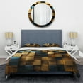 thumbnail image 3 of Designart "Abstract Geometric Grunge Gold Cubes II" Abstract Geometric Bedding Covert Set - Abstract Gold Modern Bed Set With 2 Shams, 3 of 5