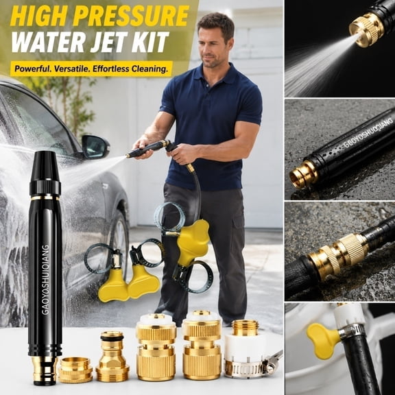 High Pressure Power Washer Wand for Garden Hose, Adjustable Spray Nozzle for Car Cleaning, Watering and Sidewalk Washing with Brass Fittings