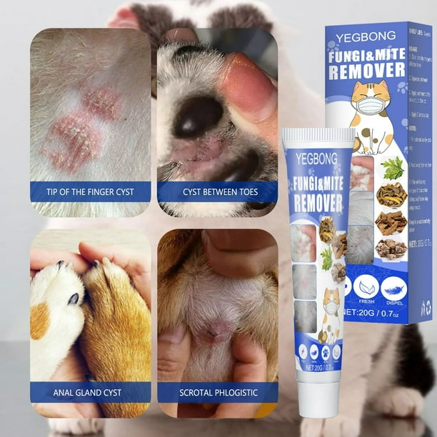 Pomada para eliminar ácaros de mascotas, piel de perro, antipicazón, eliminación de hongos en gatos, ácaros, tiña, cuidado externo