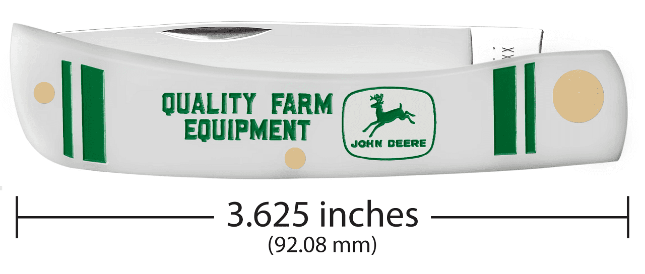 Case XX Knives Case XX John Deere Smooth White Synthetic Sod Buster Jr Folding Knife CA15789