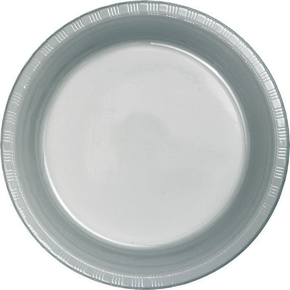 240 Count Bulk Pack Shimmering Silver 6.75 inch Plastic Dessert Plates