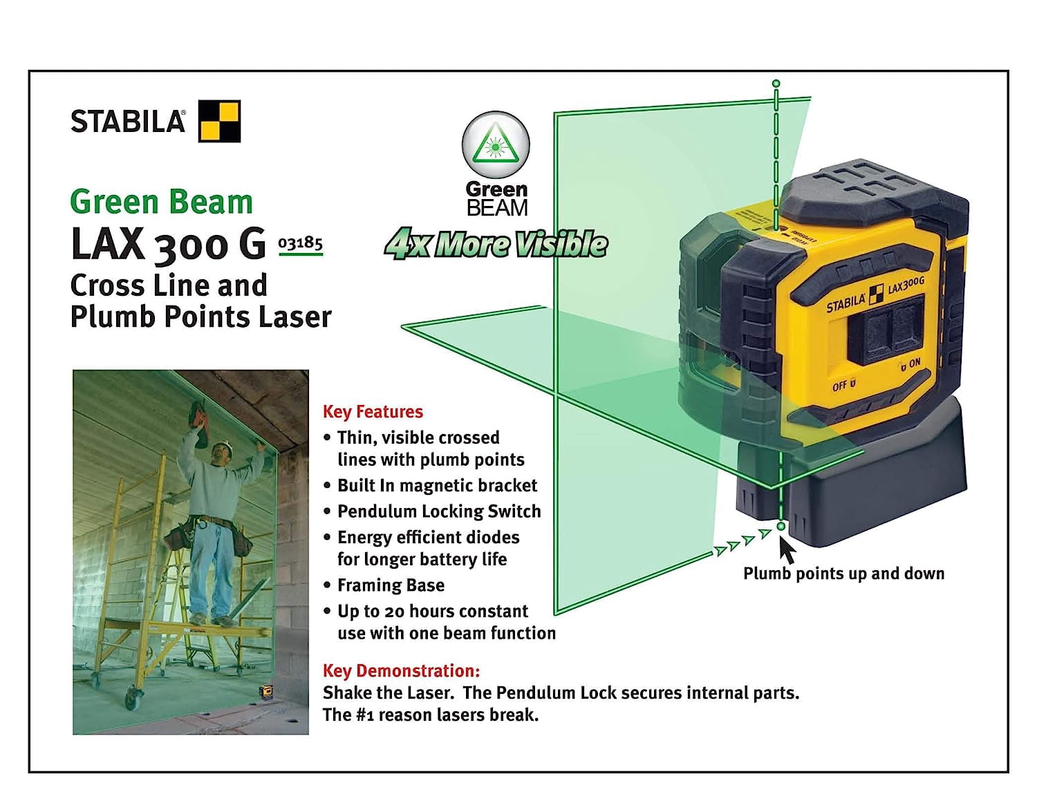 Stabila Lax 300 Green Laser Level Tool Set