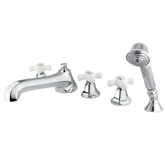 Kingston Brass KS43015PX Metropolitan 5-Piece Roman Tub Faucet with Hand Shower, Polished Chrome