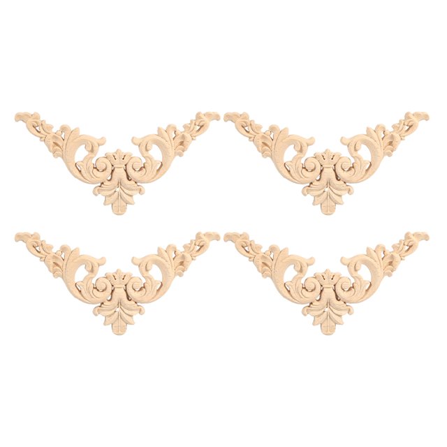 Apliques Decorativos De Madera, Flor De Madera Sin Pintar, Apliques De Muebles De Madera, Adorno De Gabinete De Bricolaje Para Adorno De Muebles Mgaxyff Carved Wood Applique