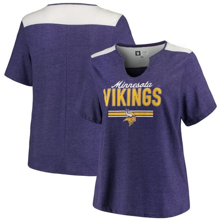 - Minnesota Vikings Majestic Women's Notch Neck Plus Size T-Shirt - Heathered Purple