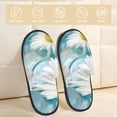 thumbnail image 2 of Bixox Men's Women's Daisy Flowers Patterned Plush House Slippers, Memory Foam Slippers, Indoor and Outdoor Warm Plush Bedroom Shoes, Soft Flat Sole, Comfortable and Non-slip, 2 of 5
