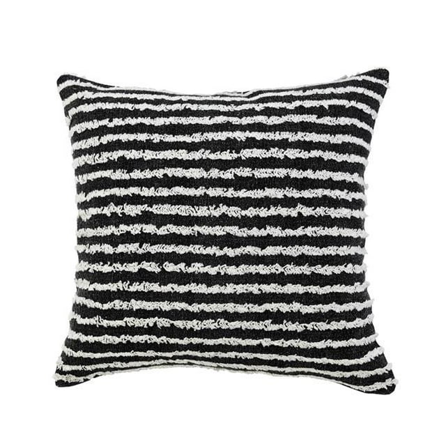 LR Home PILLO07713BKNFFPL Black Wispy Ways Square Throw Pillow