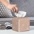 thumbnail image 6 of Kdxio Beige Sparkling Glitter Print Tissue Box Cover,Square Decorative PU Leather Facial Paper Case Organizer Holder Dispenser for Bathroom,Night Stands,Desk,Car 5.2''X5.2''X5.2'', 6 of 8
