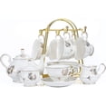 thumbnail image 1 of Tea Set 22-Piece Porcelain Ceramic Coffee Tea Gift Sets Cups Saucer Service for 6 Teapot Sugar Bowl Creamer Pitcher and Teaspoons Porcelain Tea Set for Mother's Day(WITHOUT Mug Hooks))), 1 of 5