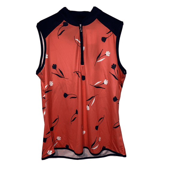 Callaway, Women's Sleeveless 1/4 Zip Golf Shirt, Dubarry Red Floral, Small