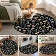 thumbnail image 5 of Round Area Rug 6 Ft, Spring Floral Washable Non-Slip Circle Carpet for Living Room/Bedroom, Elegant Pastoral Flowers Dragonfly Black Low-Profile Indoor Mats Collection Rugs for Residential, 5 of 7