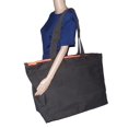 thumbnail image 6 of Extra Large Travel Day Tote Bag Heavy Duty Cotton Twill Zip Top Charcoal Gray, 6 of 6