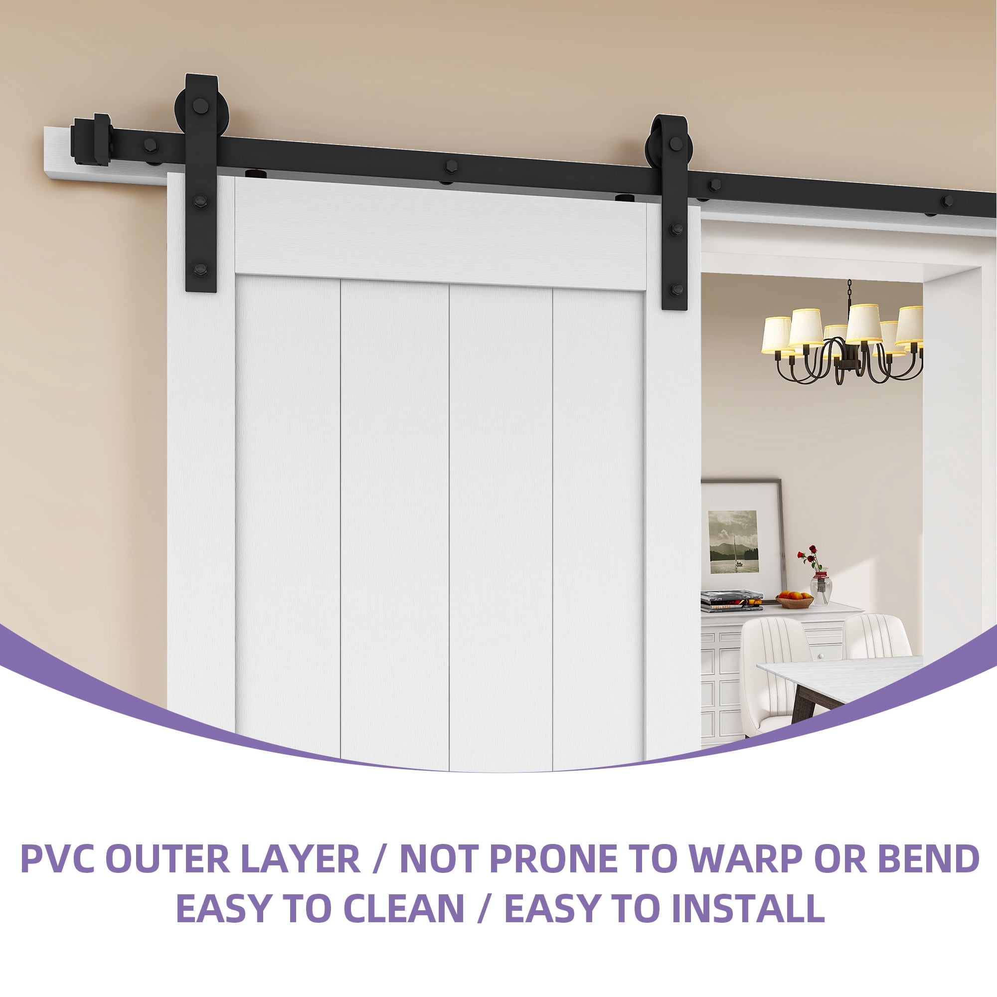 Uforic 30" x 84" Silding Barn Door,with Hardware Kit Rail,and Handle,Pulleys,White