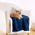thumbnail image 5 of Dog Blankets for Small Dogs - Waterproof Cat Blanket Washable - Fleece Puppy Blanket, Soft Plush Reversible Throw Protector for Bed Couch Car Sofa, 27"X40", Navy Blue, 5 of 5