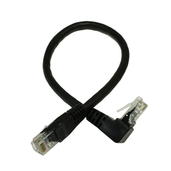 1ft Cat6 ANGLED-DOWN Ethernet RJ45 Patch Cable, NON-BOOTED, BLACK