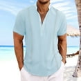 thumbnail image 2 of Men Shirts Casual Short Sleeve Slim Fit Lapel Solid Color Comfortable Breathable Stylish Wear Summer Top Men's Oversized Tee Summer Tops Streetwear, 2 of 9