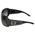 thumbnail image 4 of Rodeo Queen 4 Pairs of Fashion Riding Sunglasses for Women Bling Black Frame w/ Metal Cross Accent Piece Rhinestones & Smoke Gradient Lenses, 4 of 5