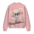 thumbnail image 5 of Xoenoiee Women Bomber Jacket with Pockets Stand Collar Cropped Coat Lightweight Zip Up Jacket Streetwear for Fall Winter, Cute Koala Floral Pink, XX-Large, 5 of 7