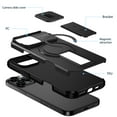 thumbnail image 3 of TECH CIRCLE For iPhone 15 Pro PC+TPU Case with Sliding Camera Cover, Magnetic Wireless Charging, Adjustable Kickstand, Rugged Anti-Scratch Shockproof Heavy Duty Cover,Black, 3 of 10