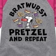 thumbnail image 3 of Peanuts - Bratwurst Pretzel And Repeat Snoopy - Toddler & Youth Girls Raglan Graphic T-Shirt, 3 of 5