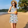 thumbnail image 3 of Naloa Hello Print Women's Summer Spring Casual Beach Sundress,Vacation Sleeveless Tank Crewneck Loose Dresses, 3 of 7