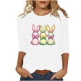 thumbnail image 2 of Ounisa Womens 3/4 Sleeve T Shirts Crew Neck Easter bunny Printed Loose Fit Pullover Casual Spring Festival Daily Wear Tops S-3XL, 2 of 6