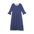 thumbnail image 4 of Inglocry Girls Maxi Dress Crew Neck A-line Loose Flowy Tiered Holiday Casual Dresses with Pockets for 5-14 Years Dark Blue 4-5Year, 4 of 4