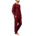 thumbnail image 4 of HAJWOH Mens Pajamas Set Long Sleeve Sleepwear Crew Neck 2 Piece Loungewear Nightshirt Top & Pants with Pockets, 4 of 5