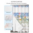 thumbnail image 2 of No Hook Cloth Fabric Shower Curtain with Snap in Liner, Blue Spring Floral Waterproof Shower Curtains Set with See Through Top Window, Summer Botanical Pastoral Wooden Bath Curtains Shower 66"x72", 2 of 6