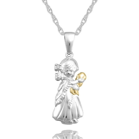 Precious Moments 2-Tone Sterling Silver Diamond Accent Mother & Child Pendant with Chain, 18