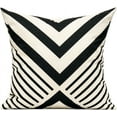 thumbnail image 2 of 20x20 Black Beige Throw Pillow Covers Cases Modern Geometric Outdoor Decorative Accent Cushion Suqare Cotton Linen Set of 4 for Sofa Paito Couch Bed Room, Striped Zig Zag, 2 of 5