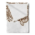 thumbnail image 2 of Brown Paisley Soft Flannel Fleece Blanket, Horizontal Floral Ornamented Oriental Repeating Illustration in Autumn Tones, Cozy Plush for Indoor and Outdoor Use, 70" x 90", Umber White, by Ambesonne, 2 of 5