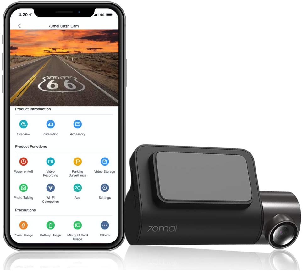 70mai Mini Dash Cam, 2K Smart Car Camera 1600p, WiFi Dash