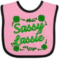thumbnail image 3 of Inktastic Sassy Lassy with Green 4 Leaf Clovers Boys or Girls Baby Bib, 3 of 4
