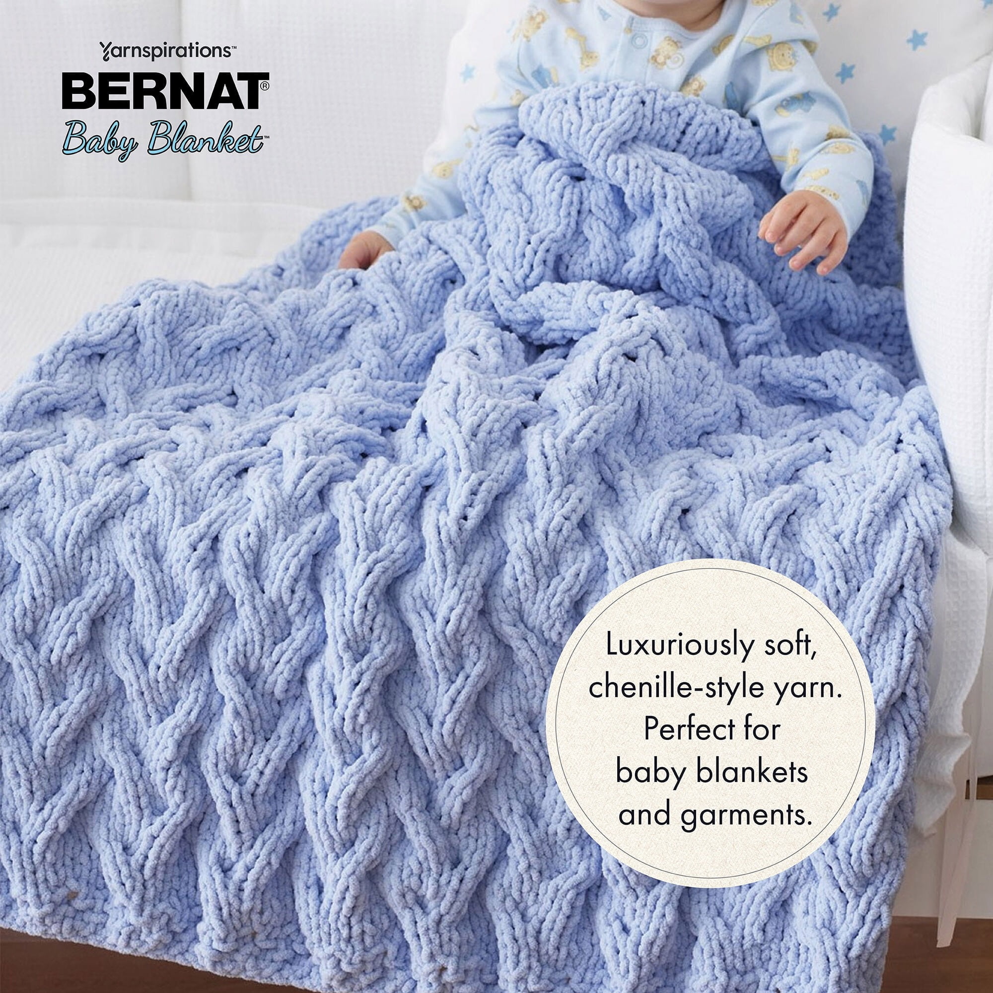 Bernat BABY BLANKET  Vanilla Yarn - 300g - Polyester - #6 Super Bulky - 220 Yards - Knitting Crochet