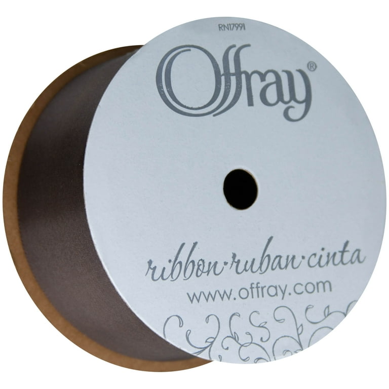 Offray Ribbon, Brown 1 1/2 inch Single Face Satin Polyester