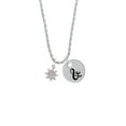 thumbnail image 2 of Delight Jewelry Silvertone Mini AB Crystal Ship Wheel - Navigation Silvertone Script Initial Disc - & - Charm Necklace, 20"+3", 2 of 4