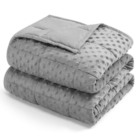 Weighted Blanket 15 lbs for Adults, Minky Dot Heavy Blanket Queen Size 60x80, Reversible Cooling Warm All Seasons, Breathable Soft Machine Washable, Grey