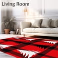 thumbnail image 2 of ODIKA 3'x5' Machine Washable Non-Slip Area Rug, Frosted Pine Tree Motif with Buffalo Plaid Background High Traffic Rug with Pad, Red, 622568, 2 of 8
