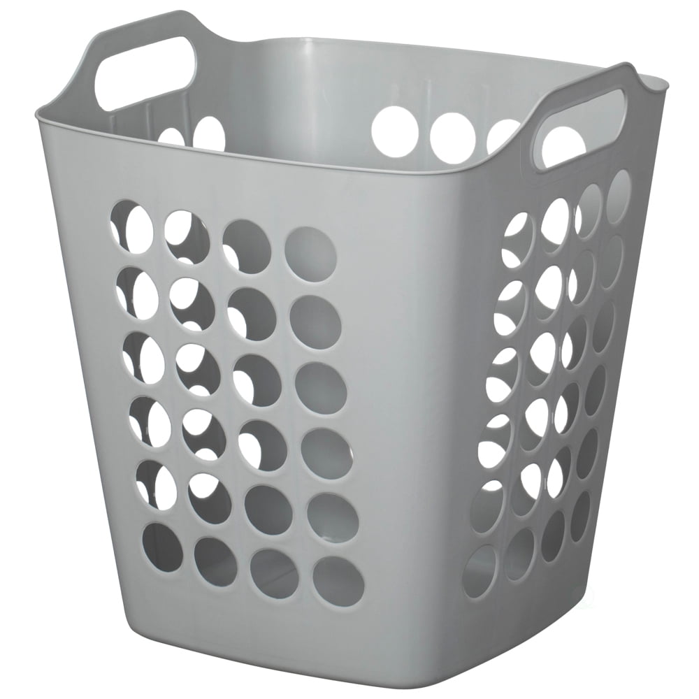 Flexible Plastic Laundry Basket - Square Storage Hamper with Side Handles for Easy Carrying - Versatile Organizer for Laundry, and Household Storage, Gray 50 Litter