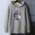 thumbnail image 6 of Women's Christmas Print Loose Casual Long Sleeve Hooded Sweatshirt, Festive Fall Winter Wear with Comfortable Fit and Holiday Design for Seasonal Activities,Gray,M, 6 of 7