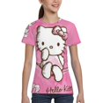 thumbnail image 5 of Hello Kitty T Shirts For Girls Boys, 3d Print Cartoon Graphics T Shirt, Youth Crewneck T-Shirt, Unisex Short Sleeve Top Tees Age 4-16 Years, 5 of 7