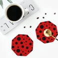 thumbnail image 4 of Disketp Ladybug Pattern for Funny Coasters,4 Pcs Leather Coasters with Holder, Perfect Housewarming Hostess Gifts,Protect Furniture from Water Marks Scratch and Damage-Octagon, 4 of 6