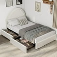 thumbnail image 2 of Danolapsi Queen Size Bed Frame with Storage Drawers, Upholstered Boucle Platform Bed with Round Headboard, Heavy Duty & Noise Free, No Box Spring Needed, 2 of 8
