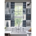 thumbnail image 2 of Bear Moose Sheer Curtains 63 inches Long 2 Panels Set Blue Retro Forest Wild Animal Buffalo Plaid Patchwork Tiers Sheers Rod Pocket Small Window Short Curtains for Kitchen Cafe, Each 52" W x 63" L, 2 of 7