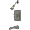 thumbnail image 1 of Robinet de Baignoire et de Douche avec Inverseur à Poignée Croisée, Nickel Satiné, 1 of 1