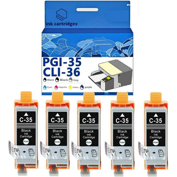 PGI-35BK CLI-36C PGI35 CLI36 Ink Cartridges Compatible for Canon TR150 IP110 IP100 Mini260 Mini320 Printers, Leak-Proof Design Crisp Printing